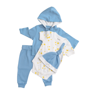 Deanie Organic Baby - Light Blue Outfit (4 Pieces)