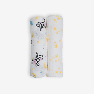 Deanie Organic Baby Cow and Stars Duo (Swaddles)