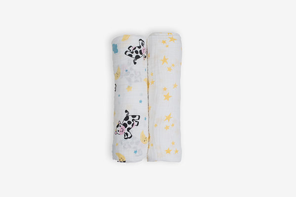 Deanie Organic Baby Cow and Stars Duo (Swaddles)