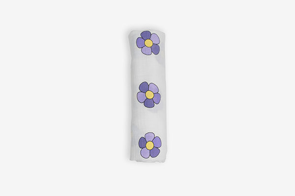 Flower Power I - Royal Purple and Yellow Uno (Swaddle)
