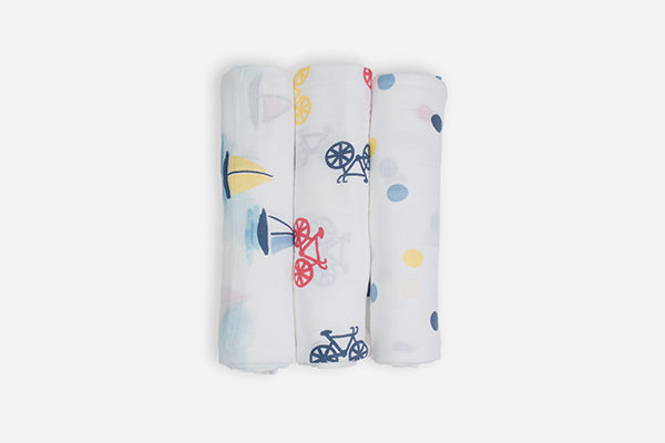 Deanie Organic Baby Boat, Bike and Polka Dots Trio (Swaddles)