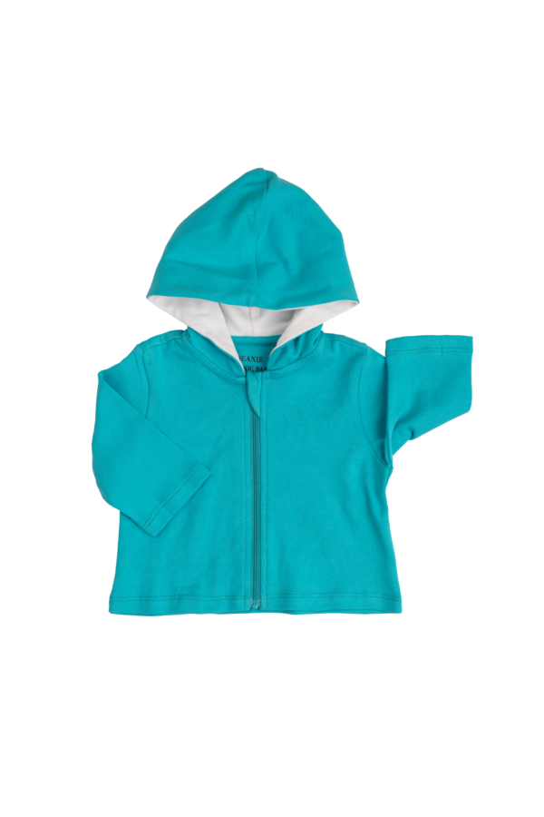 Deanie Organic Baby Teal Hoodie