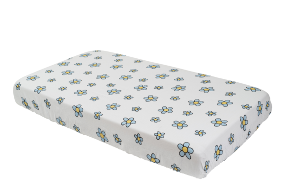 Blue Flower Crib Sheet