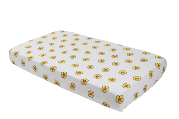 Flower Power Yellow Flower Crib Sheet