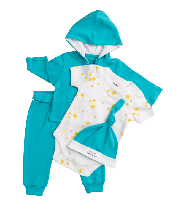 Deanie Organic Baby Teal Outfit (4 Pieces)