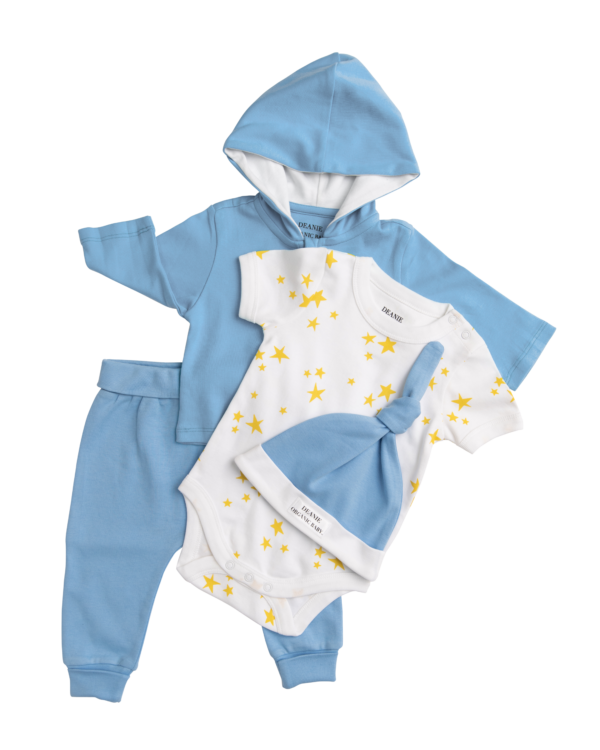 Deanie Organic Baby - Light Blue Outfit (4 Pieces)