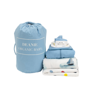 Sailing Boats on Watercolor Lake Mini Layette - Light Blue