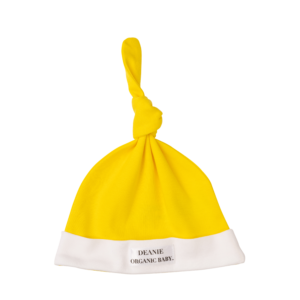 Sunshine Yellow Logo Deanie Organic Baby Hat