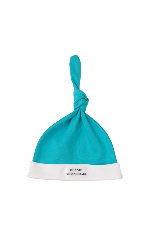 Teal Logo Deanie Organic Baby Hat